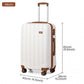 Kono Vertical Stripe Hard Shell Suitcase 24 Inch Luggage Set - Cream