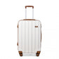 Kono Vertical Stripe Hard Shell Suitcase 24 Inch Luggage Set - Cream