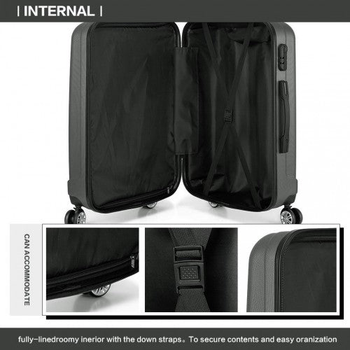 Kono Vertical Stripe Hard Shell Suitcase 28 Inch Luggage Set Grey