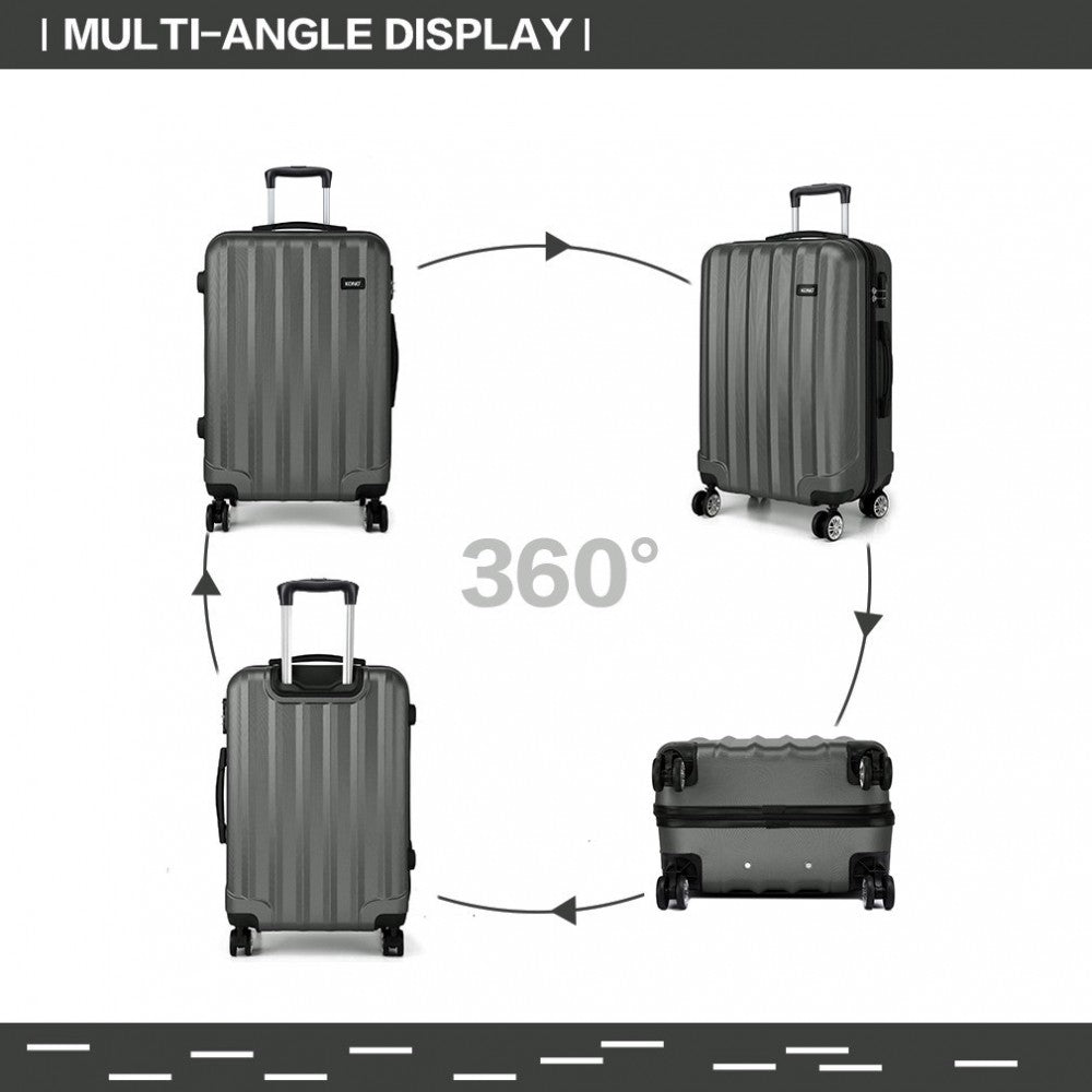 Kono Vertical Stripe Hard Shell Suitcase 28 Inch Luggage Set Grey