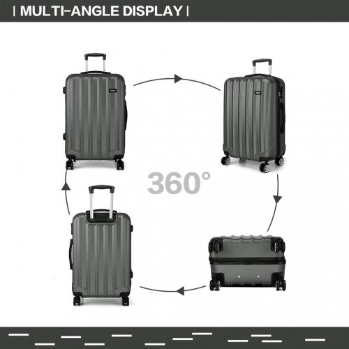 Kono Vertical Stripe Hard Shell Suitcase 28 Inch Luggage Set Grey