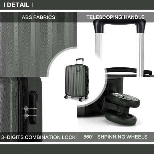 Kono Vertical Stripe Hard Shell Suitcase 28 Inch Luggage Set Grey