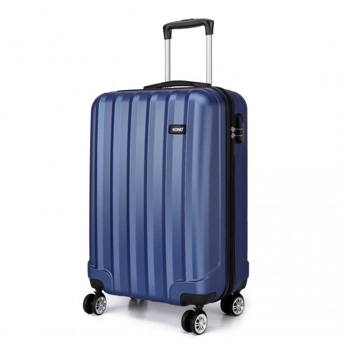Kono Vertical Stripe Hard Shell Suitcase 19 Inch Luggage - Navy