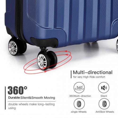 Kono Vertical Stripe Hard Shell Suitcase 19 Inch Luggage - Navy