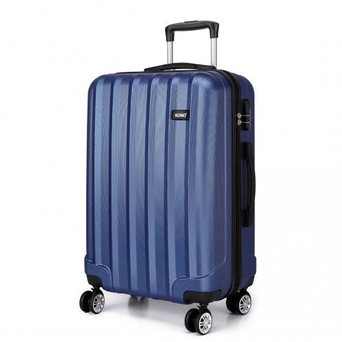 Kono Vertical Stripe Hard Shell Suitcase 24 Inch Luggage Set - Navy