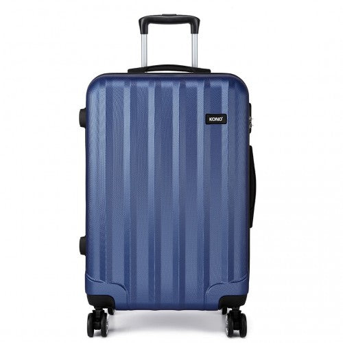 Kono Vertical Stripe Hard Shell Suitcase 24 Inch Luggage Set - Navy