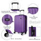 Kono Vertical Stripe Hard Shell Suitcase 19 Inch Luggage - Purple