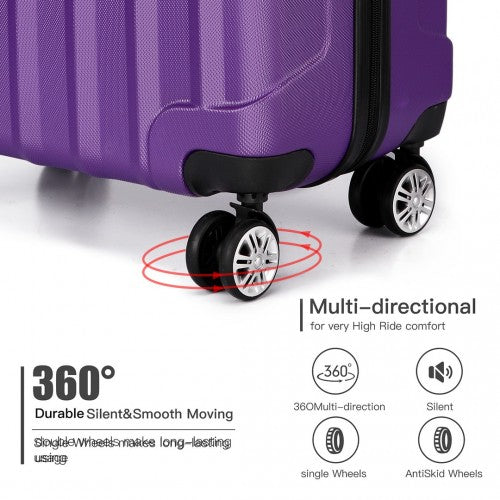 Kono Vertical Stripe Hard Shell Suitcase 19 Inch Luggage - Purple