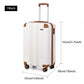 Kono 19-24-28 Inch Abs Hard Shell Suitcase 3 Pieces Set Luggage - Cream