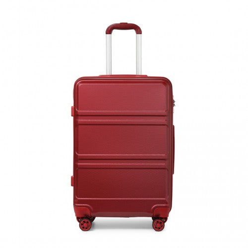 Kono ABS 28 Inch Sculpted Horizontal Design Suitcase - Burgundy