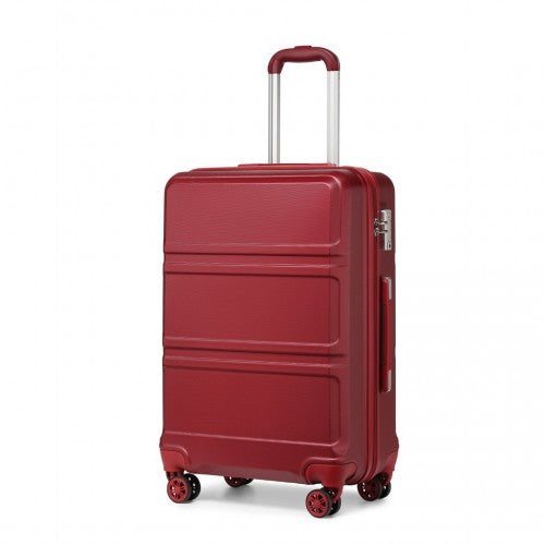 Kono ABS 28 Inch Sculpted Horizontal Design Suitcase - Burgundy