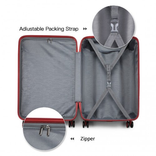 Kono ABS 28 Inch Sculpted Horizontal Design Suitcase - Burgundy