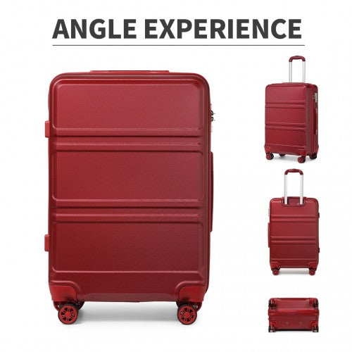 Kono ABS 28 Inch Sculpted Horizontal Design Suitcase - Burgundy