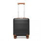 Kono ABS 16 Inch Sculpted Horizontal Design Cabin Luggage - Black And Brown