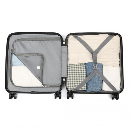 Kono ABS 16 Inch Sculpted Horizontal Design Cabin Luggage - Black