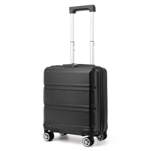 Kono ABS 16 Inch Sculpted Horizontal Design Cabin Luggage - Black