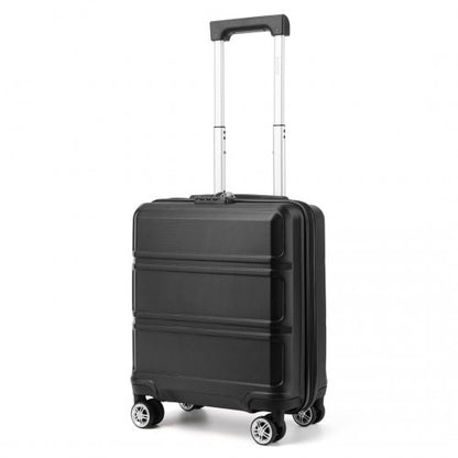 Kono ABS 16 Inch Sculpted Horizontal Design Cabin Luggage - Black