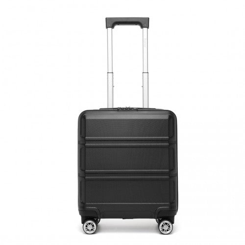 Kono ABS 16 Inch Sculpted Horizontal Design Cabin Luggage - Black