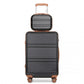 Kono Abs 4 Wheel Suitcase Set With Vanity Case - Black And Brown