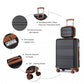Kono Abs 4 Wheel Suitcase Set With Vanity Case - Black And Brown