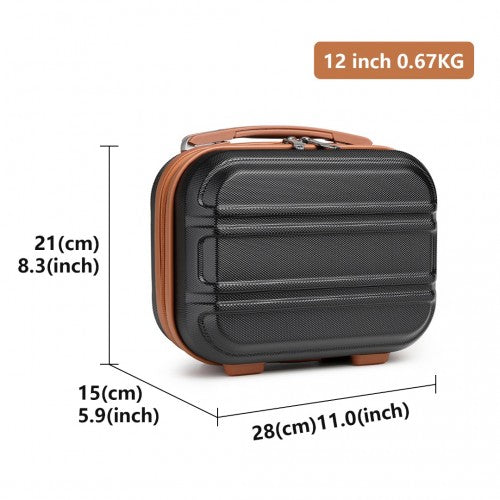 Kono 12 Inch Lightweight Hard Shell Abs Vanity Case - Black And Brown