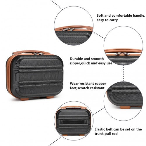 Kono 12 Inch Lightweight Hard Shell Abs Vanity Case - Black And Brown