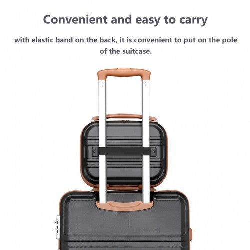 Kono 12 Inch Lightweight Hard Shell Abs Vanity Case - Black And Brown
