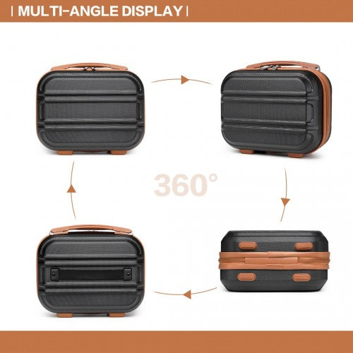 Kono 12 Inch Lightweight Hard Shell Abs Vanity Case - Black And Brown