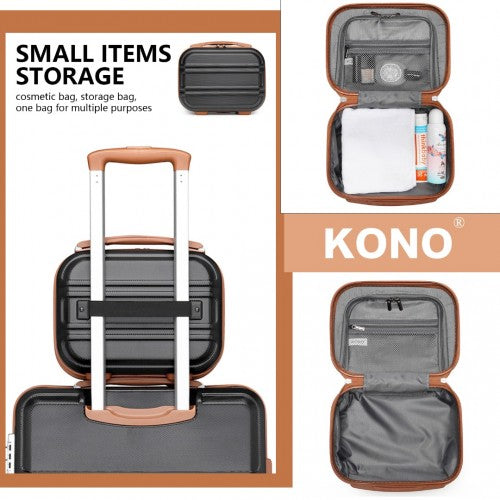 Kono 12 Inch Lightweight Hard Shell Abs Vanity Case - Black And Brown