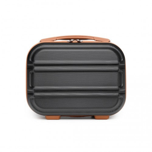 Kono 12 Inch Lightweight Hard Shell Abs Vanity Case - Black And Brown