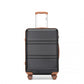 Kono Abs 20 Inch Sculpted Horizontal Design Cabin Luggage - Black And Brown