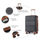 Kono Abs 20 Inch Sculpted Horizontal Design Cabin Luggage - Black And Brown