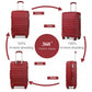 Kono ABS Sculpted Horizontal Design 4 Pieces Suitcase Set With Vanity Case - Burgundy