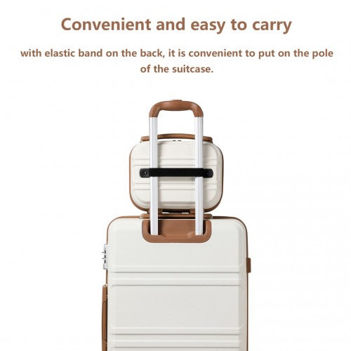 Kono 12 Inch Lightweight Hard Shell Abs Vanity Case - Cream