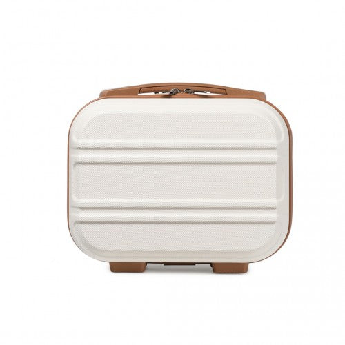 Kono 12 Inch Lightweight Hard Shell Abs Vanity Case - Cream