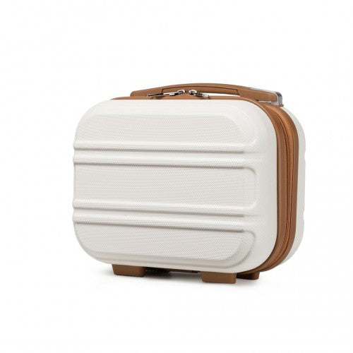 Kono 12 Inch Lightweight Hard Shell Abs Vanity Case - Cream