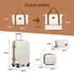 Kono Abs 4 Wheel Suitcase Set With Vanity Case And Weekend Bag And Toiletry Bag Cream