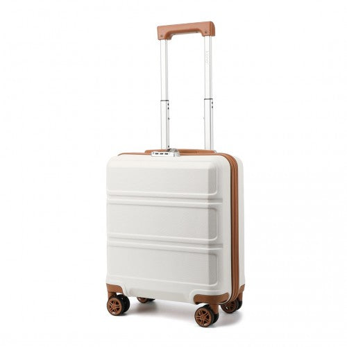 Kono ABS 16 Inch Sculpted Horizontal Design Cabin Luggage - Cream