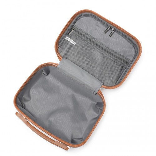 Kono Abs Sculpted Horizontal Design 4 Pcs Suitcase Set With Vanity Case - Cream