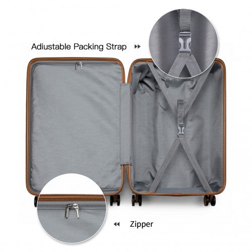 Kono Abs Sculpted Horizontal Design 4 Pcs Suitcase Set With Vanity Case - Cream