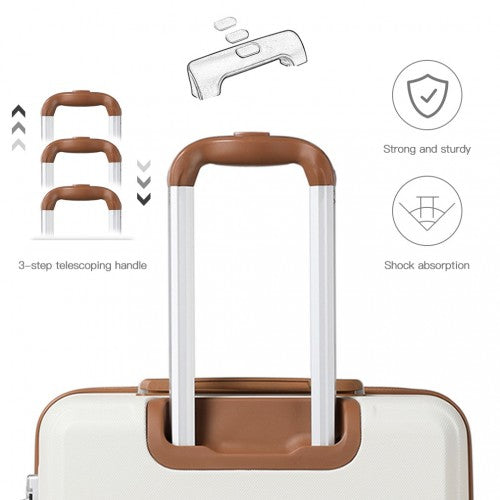 Kono Abs Sculpted Horizontal Design 4 Pcs Suitcase Set With Vanity Case - Cream