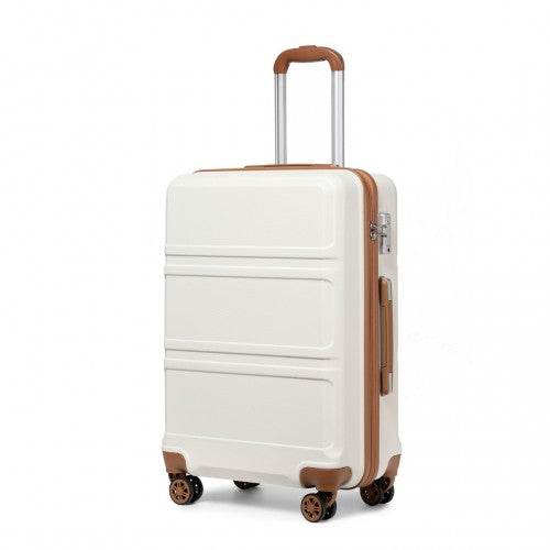 Kono ABS 20 Inch Sculpted Horizontal Design Cabin Luggage - Cream