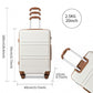 Kono ABS 20 Inch Sculpted Horizontal Design Cabin Luggage - Cream