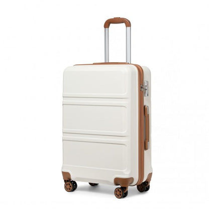Kono ABS 24 Inch Sculpted Horizontal Design Suitcase - Cream