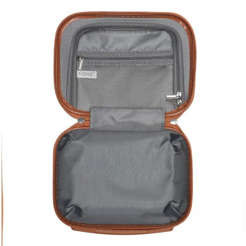 Kono 12 Inch Lightweight Hard Shell Abs Vanity Case - Grayish Blue And Brown
