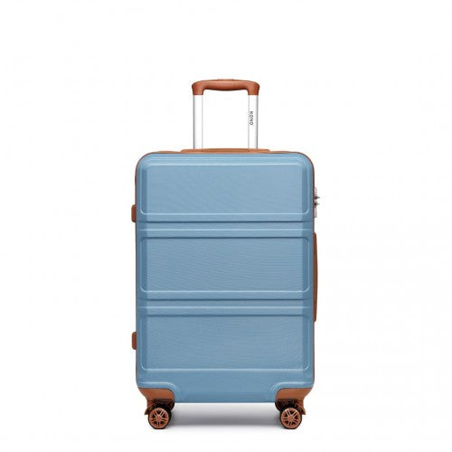 Kono Abs 28 Inch Sculpted Horizontal Design Cabin Luggage - Grayish Blue And Brown