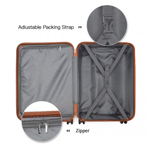 Kono Abs 28 Inch Sculpted Horizontal Design Cabin Luggage - Grayish Blue And Brown