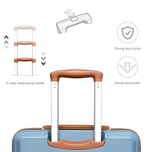 Kono Abs 24 Inch Sculpted Horizontal Design Cabin Luggage - Grayish Blue And Brown