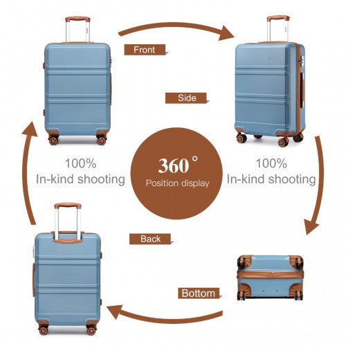 Kono Abs 28 Inch Sculpted Horizontal Design Cabin Luggage - Grayish Blue And Brown