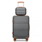 Kono Abs 4 Wheel Suitcase Set With Vanity Case - Grey And Brown